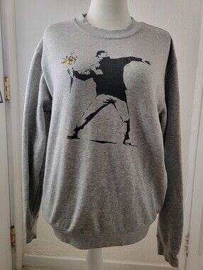 Banksy Flower Thrower Unisex Sweatshirt Rage, Love Is In The Air Graffiti, Large